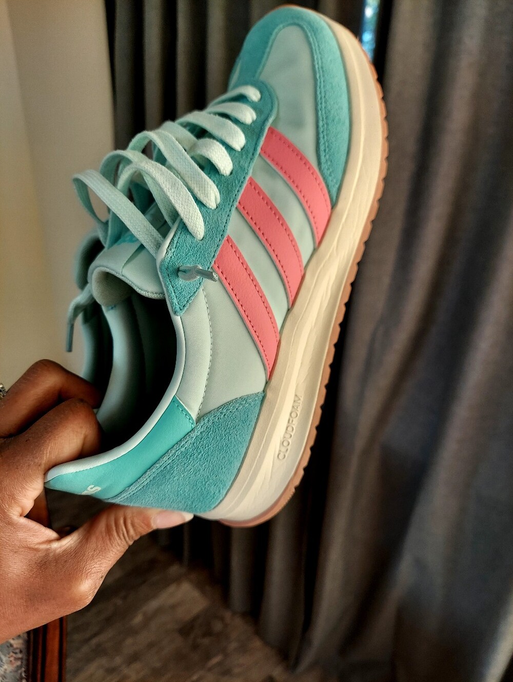 adidas Women's Teal and Pink Casual Sneaker